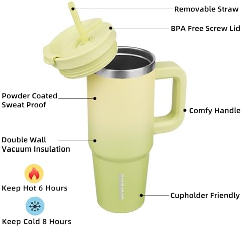 BJPKPK 30 oz Insulated Tumbler with Handle & Straw, Stainless Steel