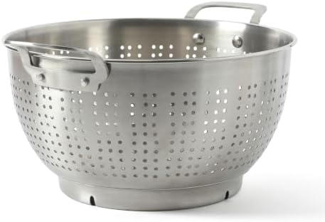 Calphalon Astro Colander Set, 2-Piece Stainless Steel Colander and Strainer, 5 QT & 1.5 QT Pasta Strainer with Handles, Matte Finish Kitchen Colander, Silver
