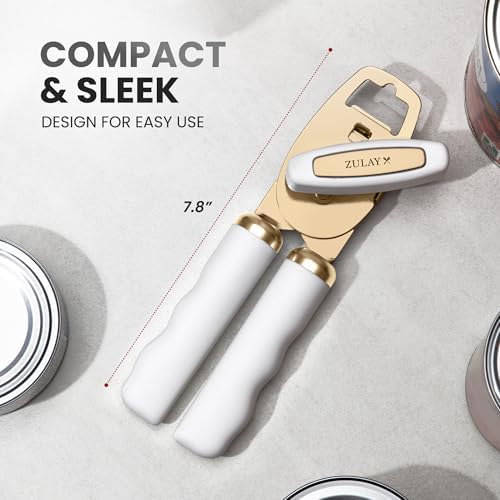 Zulay Kitchen Manual Can Opener Heavy Duty Patented Stainless Steel, Gold