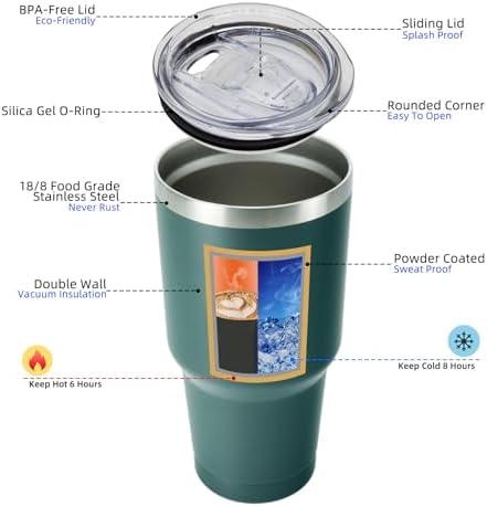 BJPKPK 30 oz Tumbler with Lid and Straw, Insulated Stainless Steel Cup