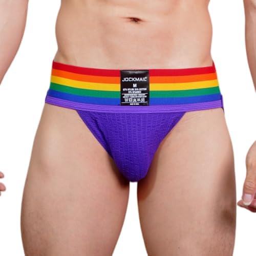 JOCKMAIL Mens Briefs Jockstrap Athletic Supporter Men Jockstrap Rainbow Men Sport Underwear Jockstrap for Gym Sport