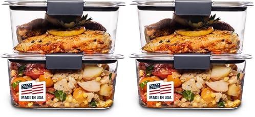 Rubbermaid Brilliance BPA-Free Food Storage Containers, Medium Deep, 4.7 Cup, Airtight & Leak-Proof, Microwave & Dishwasher Safe, 4 Count (Pack of 2)