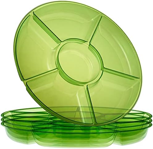 Plasticpro 6 Sectional Round Plastic Serving Tray/Platter (2, Green)