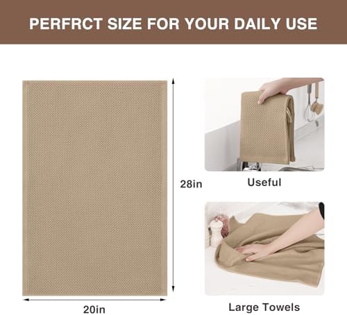 Homaxy 100% Cotton Oversized Waffle Weave Kitchen Towels 8-Pack, Tan