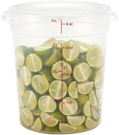 Cambro Food Storage Containers with Lids (BPA-Free) - 4 Quart - Food Grade Buckets with Lids (4 Pack) - For Dough Proofing and Brining (Translucent)