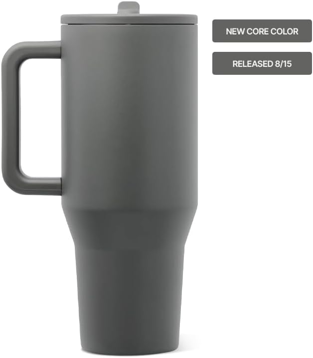 HydroJug Traveler 32oz, Insulated Tumbler with Handle & Straw, Stone
