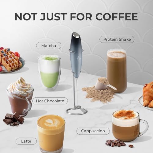 Zulay Kitchen Powerful Milk Frother Wand With Duracell Batteries - Ultra Fast Handheld Drink Mixer - Electric Whisk Foam Maker for Coffee, Lattes, Cappuccino & Matcha - Z1 Motor - Storm Blend