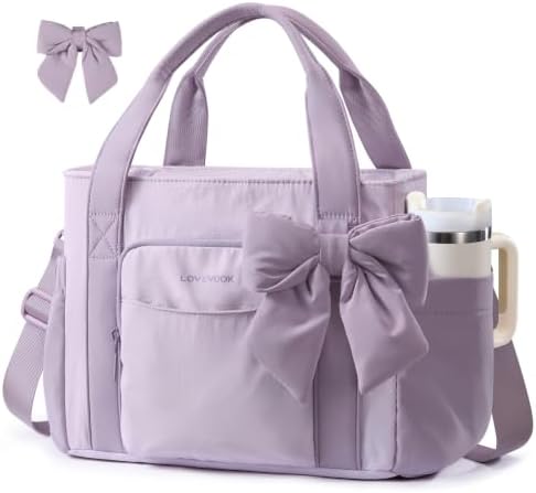LOVEVOOK Insulated Lunch Box for Women,Adult Lunch Cooler Tote Bag with Bow