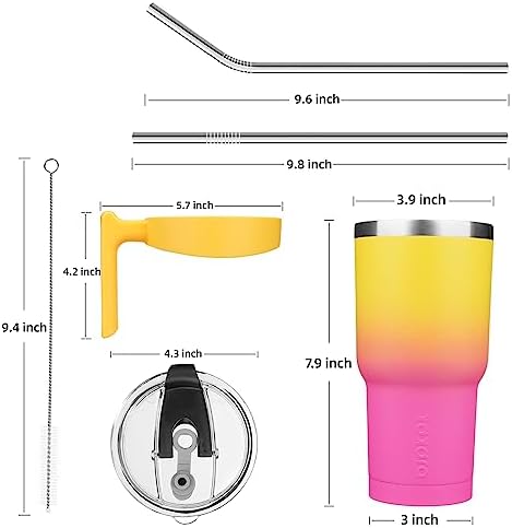 BJPKPK 30 oz Tumbler with Handle & Straw, Insulated Stainless Steel Mug