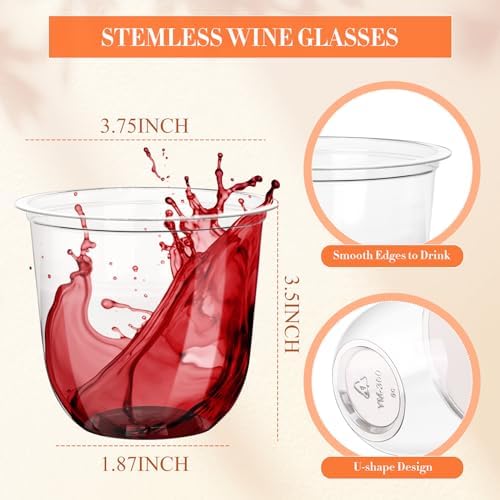 KesaPlan 50 Pcs 12oz Plastic Clear Cups, Disposable Wine Cocktail Glasses