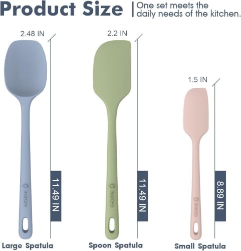 ChefAide 3 Pieces Silicone Spatulas Set, Heat Resistant Rubber Spatula
