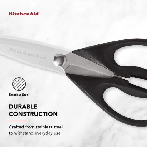 KitchenAid All Purpose Kitchen Shears with Protective Sheath Durable Stainless Steel Scissors, Dishwasher Safe, Soft Grip Comfort Handle, 8.72 Inch, Black, Pack of 12