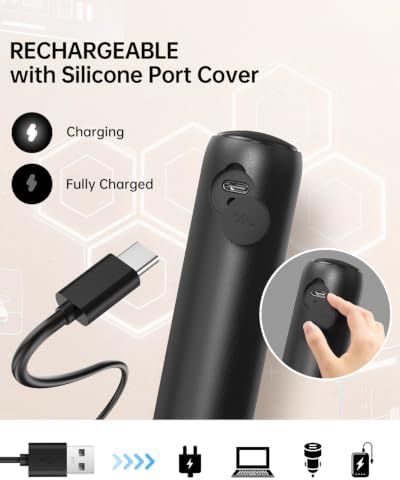 CIRCLE JOY Upgraded Rechargeable Milk Frother Handheld, Electric Drink Mixer with Silicone Charging Port Cover and Longer Dual Coil Whisk Head, Dishwasher Safe, for Lattes & More