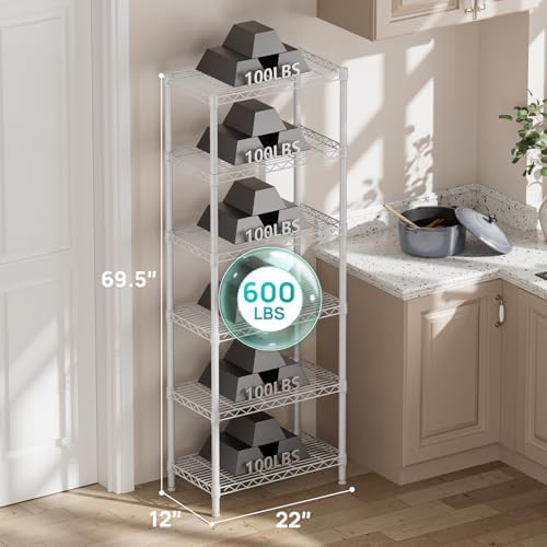 SINGAYE 6 Metal Shelves Wire Shelving Storage Shelf Adjustable Unit Pantry