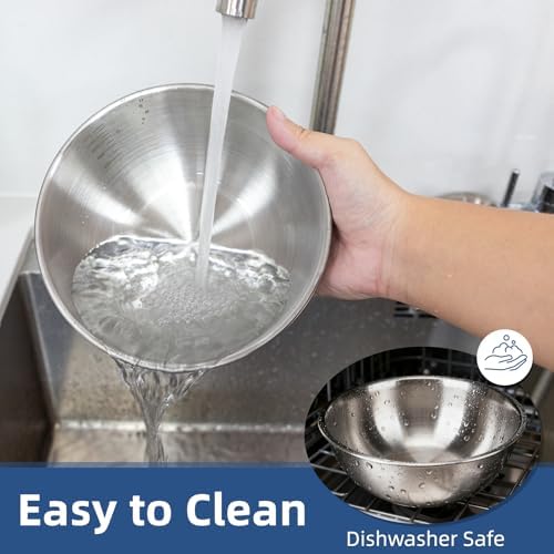 4-Piece Stainless Steel Mixing Bowls(1.26Qt) Metal Bowl Set with Measurement Marks, Dishwasher Safe & Stackable - Perfect for Salad Making,Baking, Meal Prep and Kitchen Use