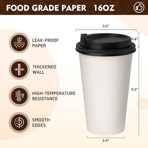 YEEHAW 16 oz Disposable Coffee Cups with Lids 100 Pack