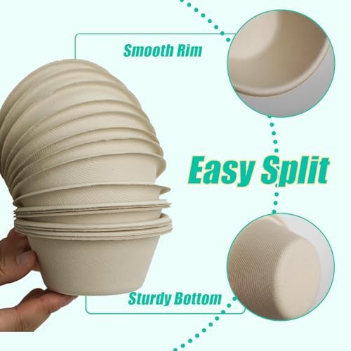 JINVOGREEN 200 Count 8 oz Paper Bowls, Small Compostable Bowls, Natural