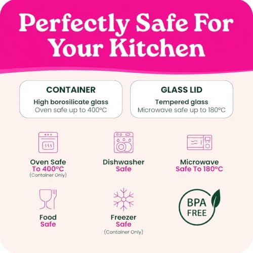 Large Glass Food Storage Containers with Glass Lids & Bamboo Rim – 87 Oz 2 Pack Plastic Free Glass Meal Prep Containers for Lunch, Eco Friendly Airtight Food Storage, Microwave & Oven Safe