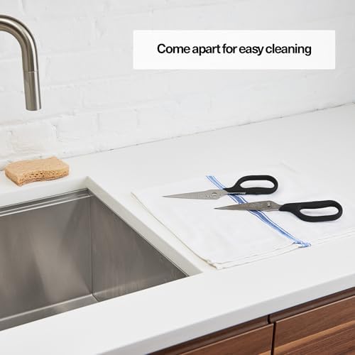 Misen Heavy Duty Kitchen Shears - Stainless Steel, Versatile and Easy Clean Scissors for Meat, Herbs and Veggies - Ambidextrous Comfort Handle - Professional Grade - Black