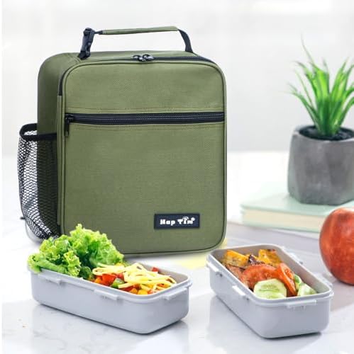 Hap Tim Insulated Lunch Bag Women, Reusable Lunch Box for Women & Men, Adluts Lunchbox for Work, Portable Lunchbag, Army Green（18654-AY）