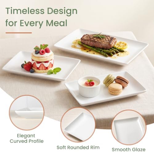 Kassel Ceramic Serving Platter Set 14”/12”/10” White Porcelain Serveware for Parties & Entertaining - Decorative Oven-Safe Serving Dishes & Platters for Food, Cookies, Meat & Turkey Rectangular Small
