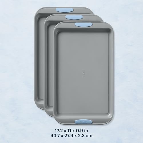 Pyrex 3-Piece Metal Cookie Sheet Bakeware Set, Cerulean