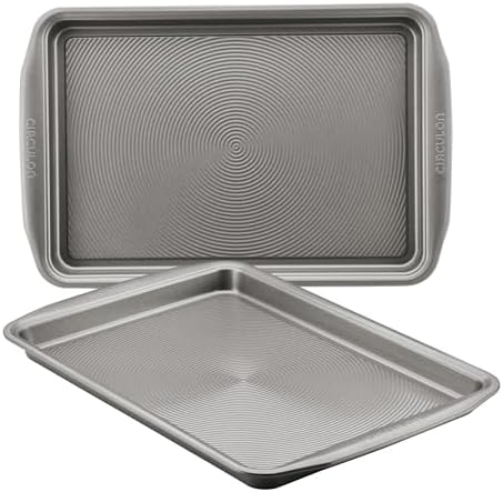 Circulon Bakeware Nonstick Cookie Pan Set, Cookie Sheets for Baking, 2-Piece, Gray