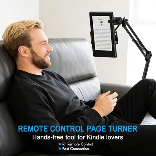 Kindle Page Turner Remote Control, Anti-Slip Finger Clicker for Reading in Bed, Case-Friendly 0.45inch Clip for Paperwhite Oasis Scribe iPad Kobo eReaders, 2-in-1 Camera Shutter Selfie Remote