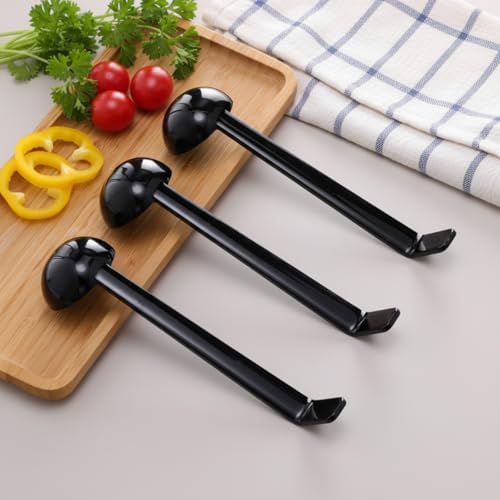Tioncy 6 Pcs 1 Oz Small Ladle for Serving Sauce 8.07 Inches Plastic Mini Ladles Long Handle Spoon for Serving Sauce, Soup, Dressing, Punch Bowl, Toppings, Gravy, Cocktail, Fruit Juices(Black)