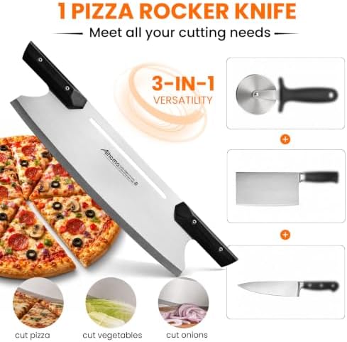 13-Inch Pizza Cutter Rocker, 420J1 Japanese Stainless Steel, G10 Handles
