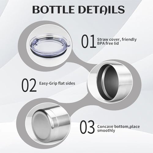 StarSpeed 6 Pack 20oz Stainless Steel Travel Coffee Tumbler,Silver