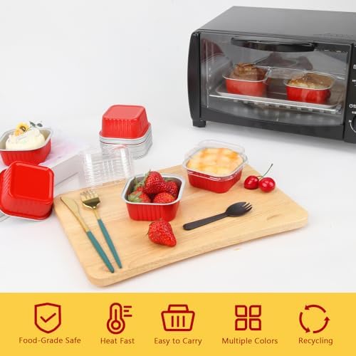 LNYZQUS 5oz Mini Cake Tins with Lids and Spoons, Disposable Brownie Pans