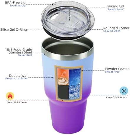 BJPKPK 30 oz Tumbler with Lid and Straw, Insulated Stainless Steel Cup