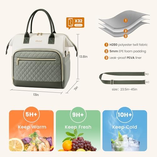 LOVEVOOK Lunch Bag Women, Insulated Lunch Box for Women with Cup Holder