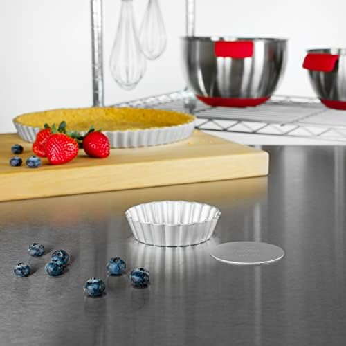 Fat Daddio's PFT-375 Round Fluted Tart Pan with Removable Bottom, 3.75 x 1 Inch