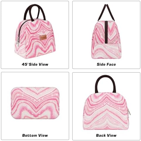 BALORAY Lunch Bag for Women Men Adult Lunch Box (Shimmery Pink), M