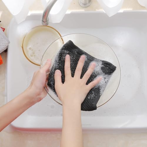 Homaxy 100% Cotton Waffle Weave Kitchen Dish Cloths 24-Pack, Black