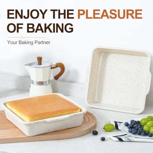 Vinino 8 x 8 Inch Silicone Brownie Pan, 2 Pack Square Mold with Steel Frame