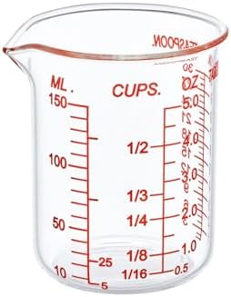 Ackers BORO3.3 Glass Measuring Cup, V-Shaped Spout, 150 mL / 5 oz, Single