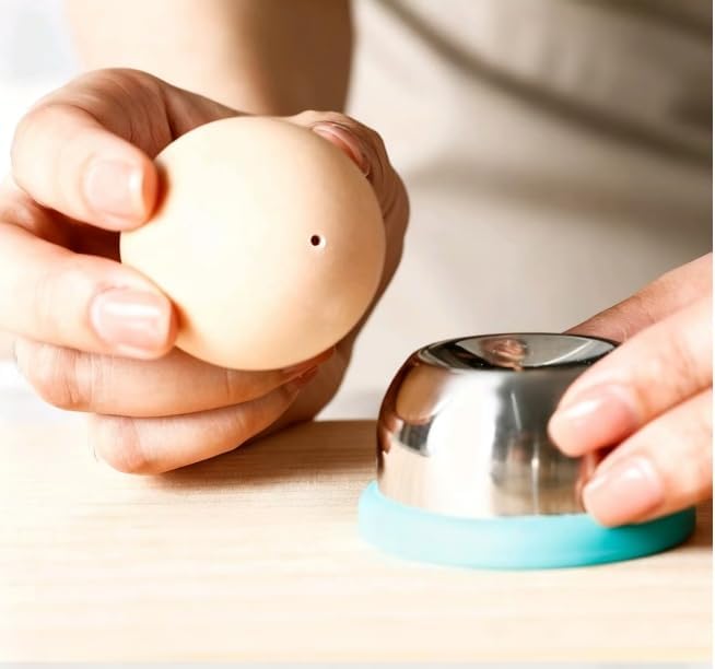 Stainless Steel Egg Piercer with Retractable Pin - Prevents Eggs From Cracking While Boiling, Makes Perfect Easy-Peel Hard Boiled Eggs Every Time, Kitchen Gadget Tool (Black)