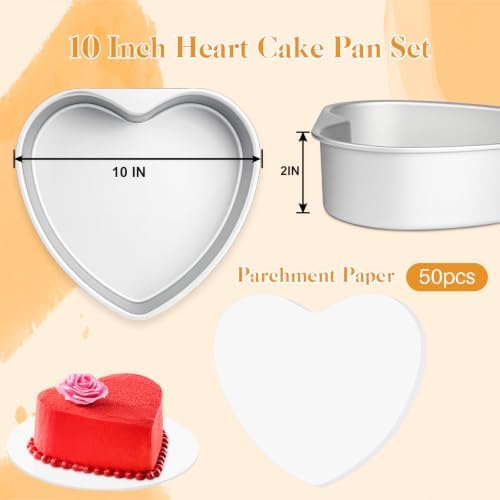 10 Inch Heart Shaped Cake Pans,2 Pack Non-stick Aluminum Heart Pan