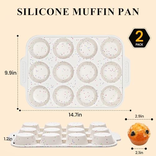 Vinino Silicone Muffin Pan with Reinforced Frame, Nonstick Cupcake Pan