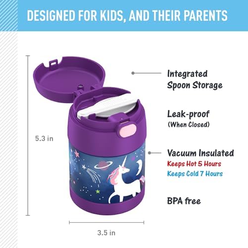 THERMOS FUNTAINER Kids Food Jar with Spoon, Space Unicorn, 10 Ounce (Pack of 6)