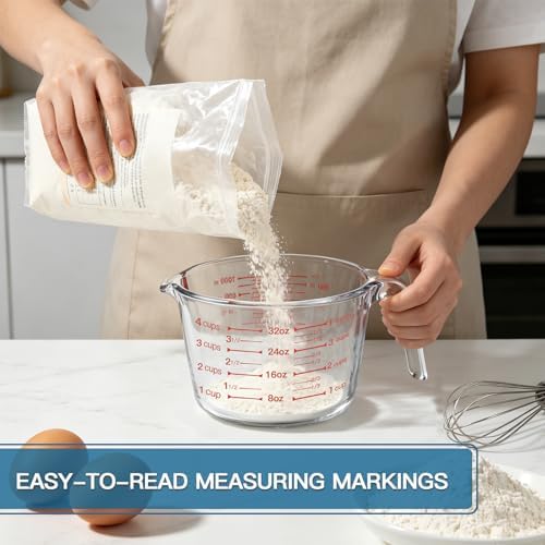 KOMUEE 4 Pieces Glass Measuring Cups Set