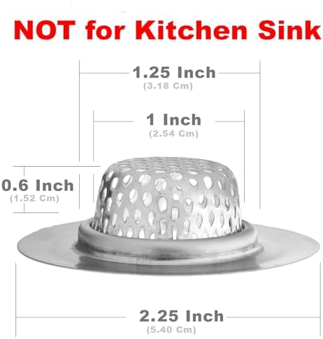 2 Pack - 2.25" Top / 1" Basket- Sink Strainer Bathroom, Utility, Slop, Laundry, RV and Lavatory Sink Drain Strainer Hair Catcher. Stainless Steel - Hilltop Products