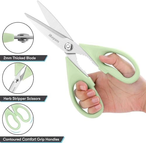iBayam 8.7" Heavy Duty Kitchen Scissors All Purpose 2-Pack –Pistachio/Blue