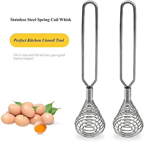Stainless Steel Spring Coil Whisk 1 Pack, Wire Whip Egg Beater, Kitchen Cookware Hand Mixer For Cooking, Mixing, Blending, Beating, Stirring, 8.7 Inch