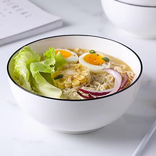 Hesen 60 oz Large Soup Bowl, Pho Bowls, Large Ramen Bowl Set of 3, 8 in Off White Porcelain Big Bowls… (Pack of 2)