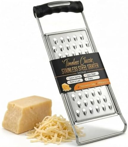NACOLUS Classic Stainless Steel Cheese Grater with Handle, Coarse Shredder