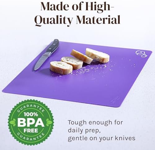 Flexible Plastic Cutting Board Mats for Kitchen, Set of 4 Thick Large 15x12